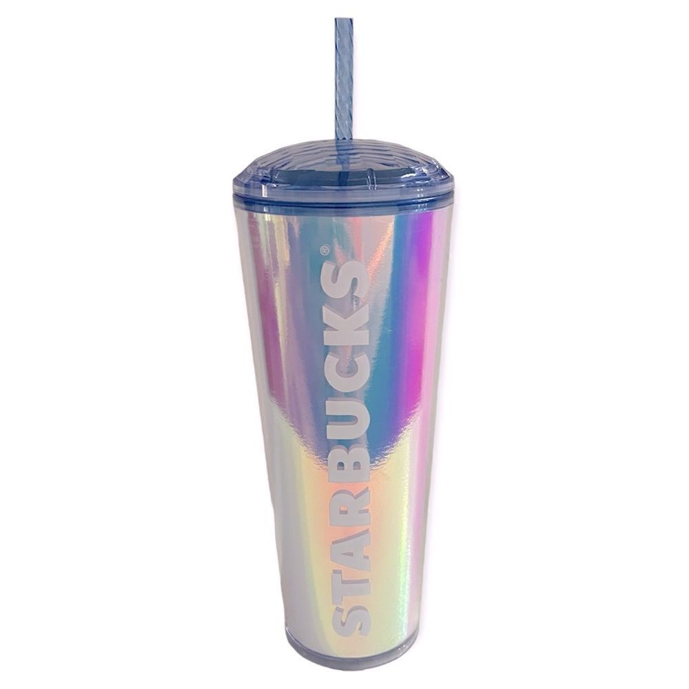 Starbucks Summer 2023 Iridescent Prism Lid Water Hot Cold Liquid Tumbler 24oz